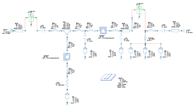 1. The comb-generator simulation schematic includes all of the circuit elements.
