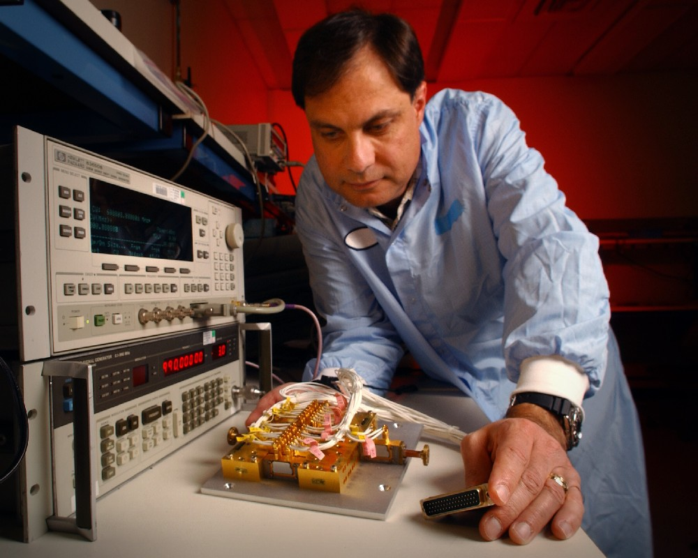 The customized ASICs will decrease the size of AEHF payloads while increasing capacity Photo of payload circuit board courtesy of Northrop Grumman