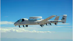 Northrop Grumman39s newly developed SATCOM system flies aboard the Firebird demonstrator aircraft during a recent demonstration Northrop Grumman photo by Alan Radecki