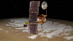 Odyssey was launched on April 7 2001 at 1102 am EST from Cape Canaveral Air Force Station in Florida Artistrsquos depiction courtesy of NASA Odyssey was launched on April 7 2001 at 1102 am EST from Cape Canaveral Air Force Station in Florida Artistrsquos depiction courtesy of NASA