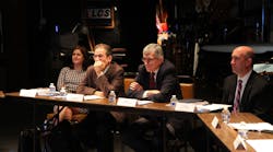 CTIA&rsquo;s Scott Bergmann and Krista Witanowski with FCC Chairman Tom Wheeler view the pilot channel sharing program at KLCS with KJLA in Los Angeles.