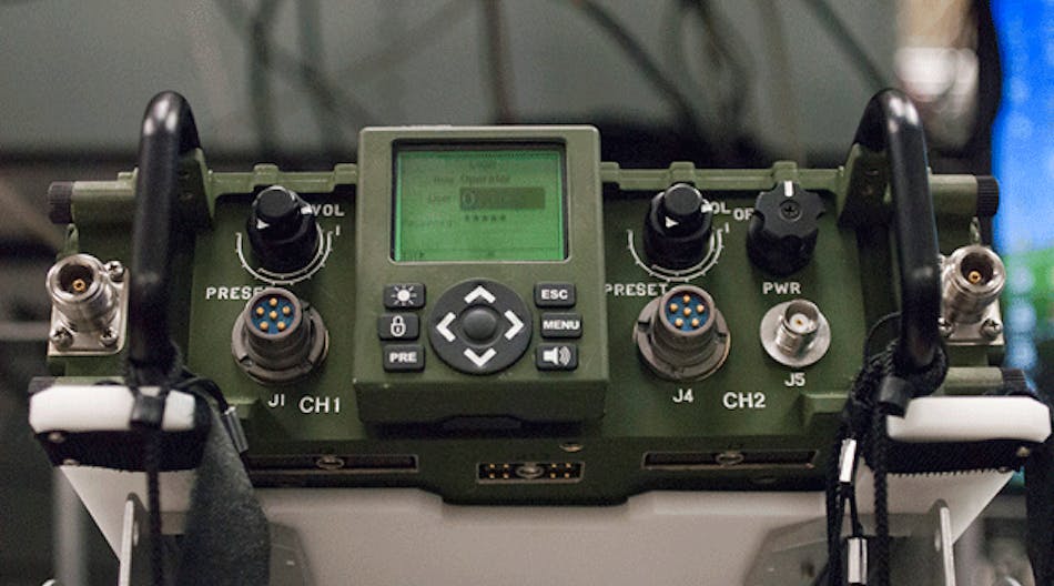Testing the AN/PRC-155 Manpack Radio at the new laboratory in Scottsdale. (Photo courtesy of General Dynamics C4 Systems)