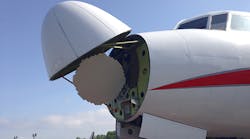 The IntuVue system fits into the nose cone of a plane to analyze data from 17 different angles simultaneously. (Images courtesy of Honeywell)
