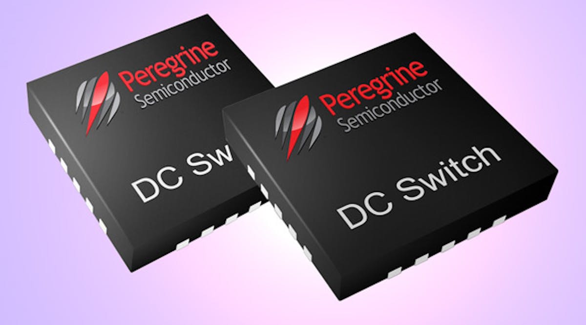 Model PE42020 is a wideband SPDT switch that is truly capable of channeling signals at 0 Hz and with an upper-frequency range of 8 GHz.