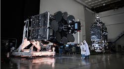 The fifth-generation Global Xpress satellites operate in the Ka-band to deliver high-throughput broadband access to remote areas, pictured here in a Boeing facility. (Image courtesy of Inmarsat)
