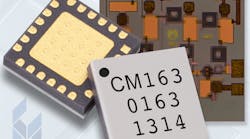 Model CMD163 is an LNA chip capable of 24-dB typical gain and 1.3-dB typical noise figure from 17 to 27 GHz.
