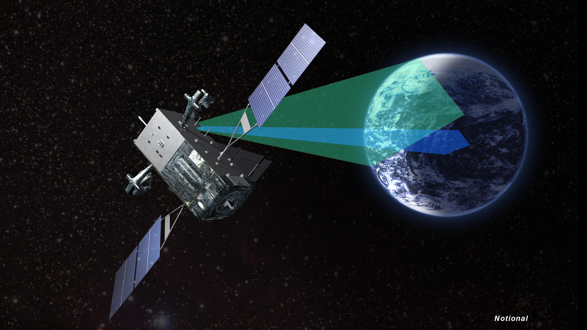 The SBIRS GEO1 satellite shown here in an artist39s rendering with the system39s scanning and staring sensors is exceeding performance expectations Photo courtesy of Lockheed Martin