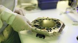 6-inch GaN wafers have more than twice the usable surface area than 4-inch wafers, resulting in a larger yield of MMICs from each platform. (Image courtesy of ThinkStock).