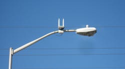 Wi-Fi repeater mounted on a streetlight, providing public internet access. Wi-Fi access points are part of heterogeneous networks that incorporate many different access technologies. (Image courtesy of Silicon Valley Power).