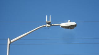 Wi-Fi repeater mounted on a streetlight, providing public internet access. Wi-Fi access points are part of heterogeneous networks that incorporate many different access technologies. (Image courtesy of Silicon Valley Power).