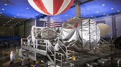 MUOS-4, the next satellite scheduled to join the U.S. Navy&rsquo;s MUOS communications network later this year, is in final assembly and testing at Lockheed Martin&rsquo;s satellite manufacturing facility in Sunnyvale, California. Image courtesy of Lockheed Martin.