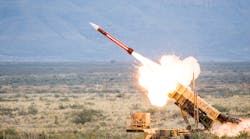 The Patriot missile defense system is tested at a desert firing range. (Image courtesy of Raytheon).