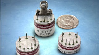 MLTO-Series permanent-magnet YIG oscillators can be supplied in 0.875-in.-diameter TO-8 housings with pin or coaxial connectors and operating frequencies to 13 GHz.