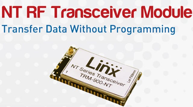 The Linx NT module is designed to simplify the addition of wireless communications capabilities at ISM frequencies from 902 to 928 MHz.