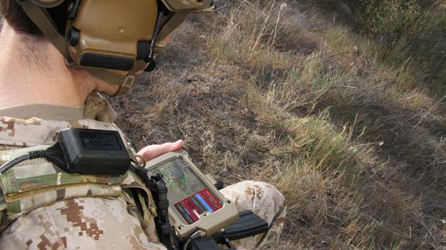Soldier with smartphone