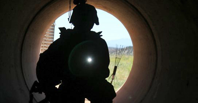 Soldier in tunnel