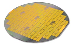 Shown is a GaN wafer from TriQuint The firm recently won a DARPA contract to minimize device and amplifier sizes by reducing thermal hot spots in GaN circuits at the near junction of the IC Shown is a GaN wafer from TriQuint The firm recently won a DARPA contract to minimize device and amplifier sizes by reducing thermal hot spots in GaN circuits at the near junction of the IC