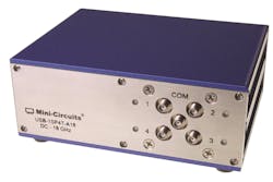 Model USB1SP4TA18 SP4T is a broadband USBcontrolled SP4T switch matrix capable of 85dB typical isolation with low insertion loss and low VSWR from DC to 18 GHz Model USB1SP4TA18 SP4T is a broadband USBcontrolled SP4T switch matrix capable of 85dB typical isolation with low insertion loss and low VSWR from DC to 18 GHz