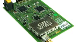 The model DE9941 SDR 1 is a software-defined-radio evaluation board that includes transmitter, receiver, and modem ICs along with supporting hardware.