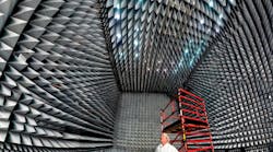 Pictured is Jim Keyser, Manager of Lockheed Martin&rsquo;s GPS Processing Facility. He stands in the anechoic test chamber, where the company will perform tests on the GPS III spacecraft to ensure that all of its signals and interfaces work properly.
