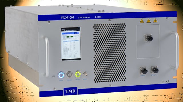 The PTCM Series of TWT-based instrumentation amplifiers (such as the PTCM1001 shown here) provide high output-power levels across a total frequency range of DC to 40 GHz in 19-in. rack-mount enclosures. They are well suited for a wide range of test purposes for communications, ECM, EW, and radar applications.