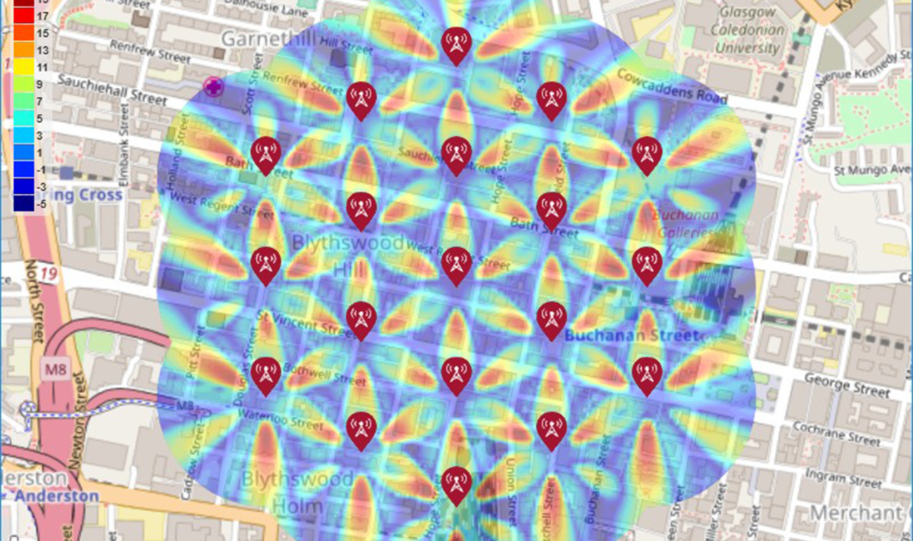 Algorithms to Antenna: Visualize Antenna-Array and SINR Patterns on a Map