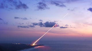 Lockheed Martin&apos;s Terminal High Altitude Area Defense (THAAD) launch at sunset (photo courtesy of Lockheed Martin)