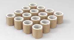 1. Schematic of the magnetic metamaterial: The metamaterial array composes unit cells featuring metallic helices, which are made of copper wiring with central polymeric scaffolding (scale bar is 3 cm). (Source: Boston University) 1. Schematic of the magnetic metamaterial: The metamaterial array composes unit cells featuring metallic helices, which are made of copper wiring with central polymeric scaffolding (scale bar is 3 cm). (Source: Boston University)