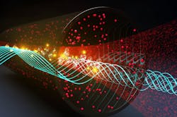 1. In this artist's interpretation, Rydberg atoms are optically excited to Rydberg states that detect incoming RF fields. 1. In this artist's interpretation, Rydberg atoms are optically excited to Rydberg states that detect incoming RF fields.