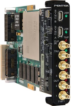 The Jade model 71871 is a compact four-channel digital waveform generator module capable of producing output signals to 1.25 GHz with as much as 250-MHz bandwidth.