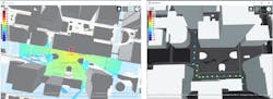 8. Cover map (left) and power levels at defined points on a route (right). 8. Cover map (left) and power levels at defined points on a route (right).