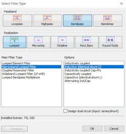 1. This is the user interface when starting a design with iFilter. 1. This is the user interface when starting a design with iFilter.
