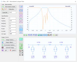 2. Users can specify the filter parameters via this interface, which also illustrates the frequency response and filter schematic. 2. Users can specify the filter parameters via this interface, which also illustrates the frequency response and filter schematic.