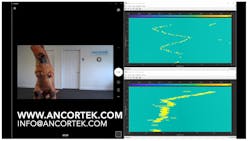 3. Radar detects a dancing dinosaur in range (top right) and angle (bottom right). (Courtesy of Ancortek Inc.)