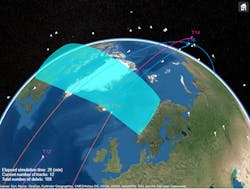 4. Track T12 (in purple) is entering radar surveillance area. Track T10 (in orange) was just updated with a detection. 4. Track T12 (in purple) is entering radar surveillance area. Track T10 (in orange) was just updated with a detection.