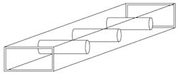 6. This image depicts a rectangular waveguide with dielectric resonators inside.