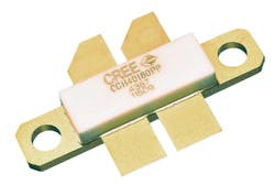2. Model CGH40180PP is an unmatched GaN-on-SiC HEMT in a four-lead flange package for use from dc to 3 GHz with +28-V dc supplies. (Courtesy of Wolfspeed/Cree) 2. Model CGH40180PP is an unmatched GaN-on-SiC HEMT in a four-lead flange package for use from dc to 3 GHz with +28-V dc supplies. (Courtesy of Wolfspeed/Cree)
