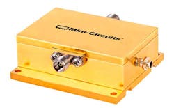 2. Model ZVA-24443G1 is a mmWave LNA with typical noise figure of just 1.7 dB from 24.0 to 43.5 GHz. (Courtesy of Mini-Circuits) 2. Model ZVA-24443G1 is a mmWave LNA with typical noise figure of just 1.7 dB from 24.0 to 43.5 GHz. (Courtesy of Mini-Circuits)