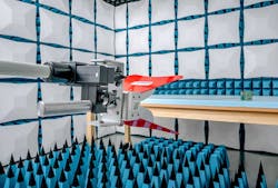 1. Radiated susceptibility testing is performed in an EMI test chamber. 1. Radiated susceptibility testing is performed in an EMI test chamber.