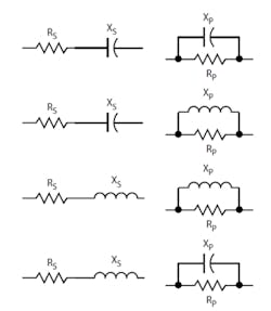 4. These are all of the possible practical series and parallel RC and RL circuit equivalents. The text provides the calculations for them. 4. These are all of the possible practical series and parallel RC and RL circuit equivalents. The text provides the calculations for them.