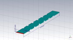2. Shown is the 3D geometry of the ideal H-plane iris-based SIW filter. 2. Shown is the 3D geometry of the ideal H-plane iris-based SIW filter.