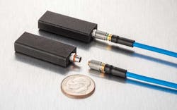 5. TLMP push-on connectors sized like SMP connectors, but offer many performance enhancements to serve the demanding operating environments of military UAVs. (Courtesy of Times Microwave Systems) 5. TLMP push-on connectors sized like SMP connectors, but offer many performance enhancements to serve the demanding operating environments of military UAVs. (Courtesy of Times Microwave Systems)