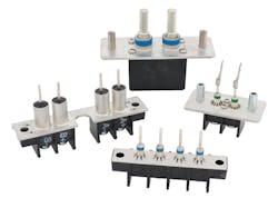 1. A single multiple-line connector, such as the filtered terminal blocks pictured here, can mitigate EMI problems in designs that might seem to not be susceptible to EMI, but in fact contains signals at various frequencies that interfere with each other. 1. A single multiple-line connector, such as the filtered terminal blocks pictured here, can mitigate EMI problems in designs that might seem to not be susceptible to EMI, but in fact contains signals at various frequencies that interfere with each other.