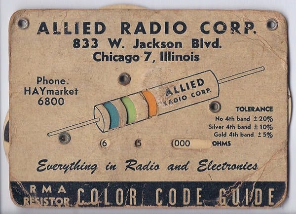 1. The resistor coding started in the 1920s by the Radio Manufacturers Association. (Credit: Creative Commons 3)