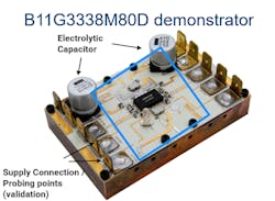 3. The datasheet demonstrator design and configuration is implemented by the area marked in blue; the requisite N-type input and output RF connectors are packaged separately to ensure safe shipping. 3. The datasheet demonstrator design and configuration is implemented by the area marked in blue; the requisite N-type input and output RF connectors are packaged separately to ensure safe shipping.