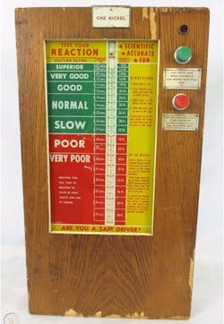 1. This carnival reaction-time tester was the forerunner of more sophisticated electronic units. (Image credit: Worthpoint)