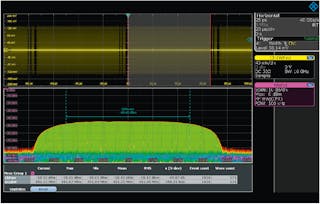 4. An oscilloscope&apos;s FFT capability enables simultaneous examination of the UWB signal in both the time and frequency domains.