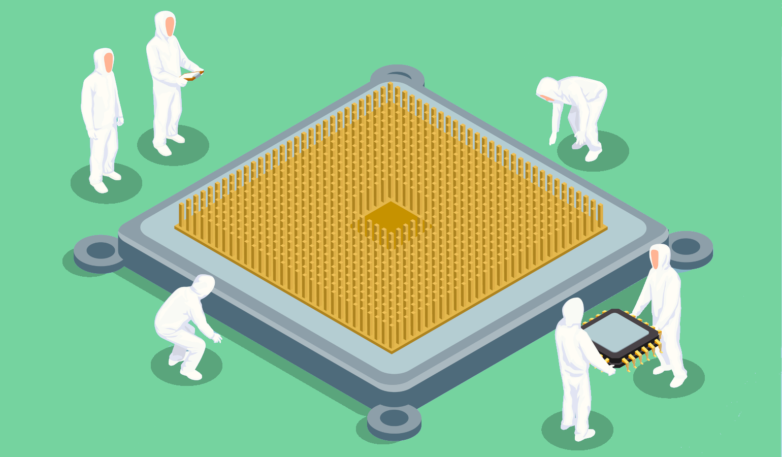 Semiconductors Stock Vector Green