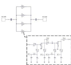 19. Shown is a block diagram of the four-way, 60-GHz power amplifier. 18. 19. Shown is a block diagram of the four-way, 60-GHz power amplifier. 18.