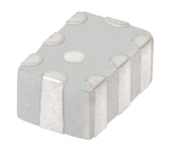 7. The BBFCG1-252+ is a SMT bandpass filter for 2.4 to 2.5 GHz with integrated balun for biasing active components. (Courtesy of Mini-Circuits) 7. The BBFCG1-252+ is a SMT bandpass filter for 2.4 to 2.5 GHz with integrated balun for biasing active components. (Courtesy of Mini-Circuits)